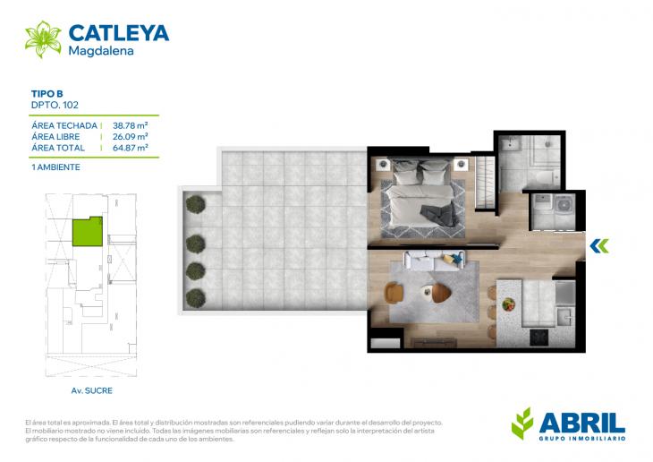 Plano del modelo Tipo B del proyecto Catleya en Magdalena Del Mar