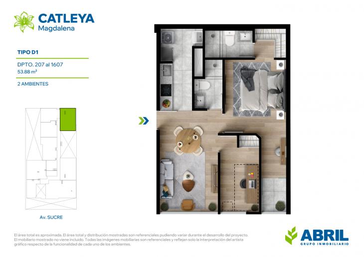 Plano del modelo Tipo D1 del proyecto Catleya en Magdalena Del Mar