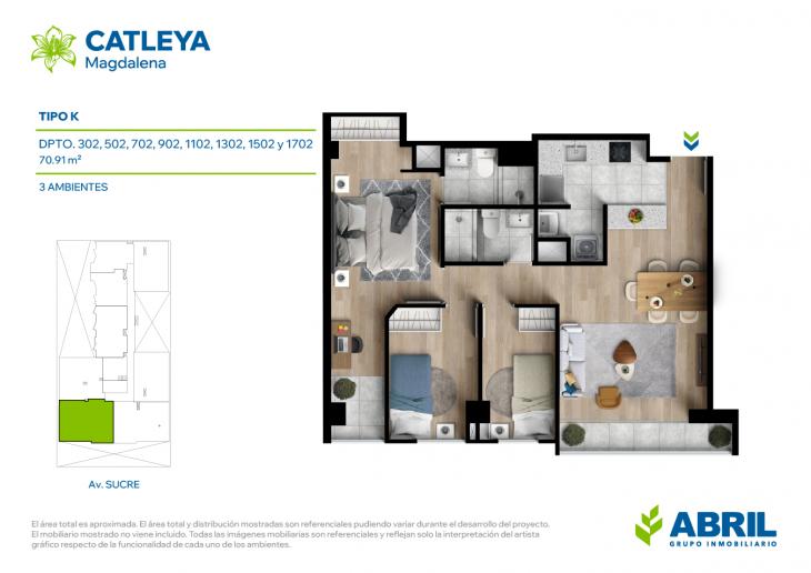 Plano del modelo Tipo K del proyecto Catleya en Magdalena Del Mar