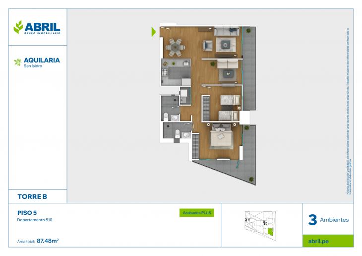 Plano del modelo X10PLUS - B del proyecto Aquilaria en San Isidro