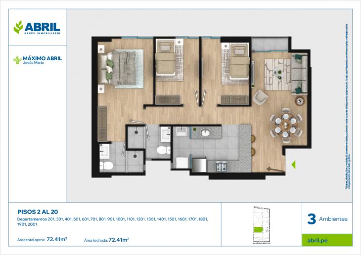 Plano del modelo MAX-201AL2001 del proyecto Máximo Abril en Jesus Maria