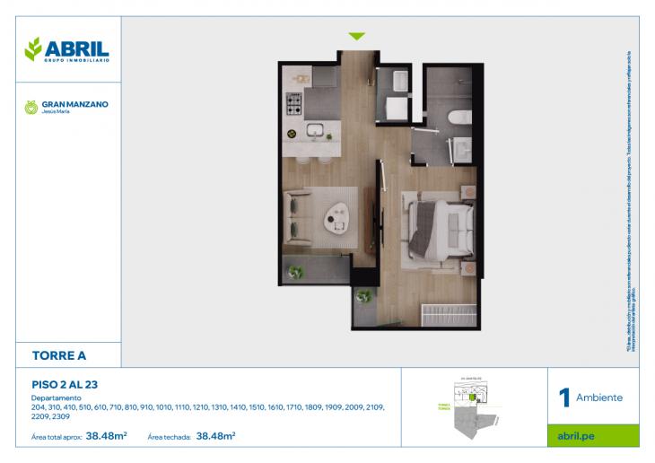 Plano del modelo SFP-A-204, 310-1710, 1809-2309 del proyecto Gran Manzano en Jesus Maria