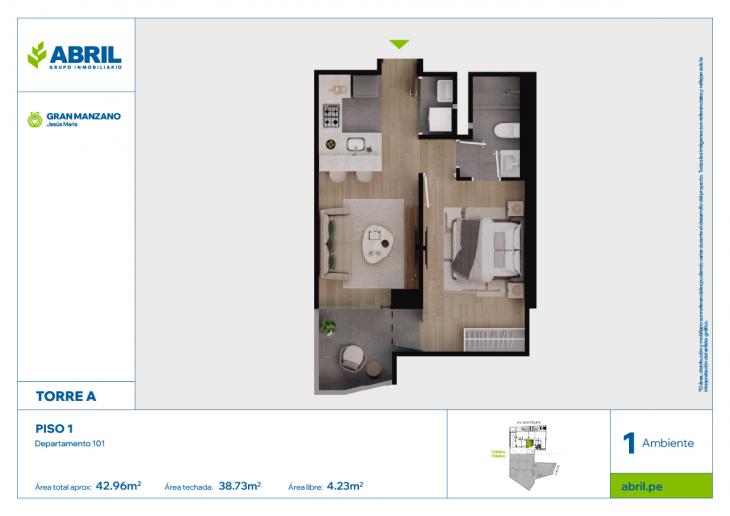 Plano del modelo SFP-A-101 del proyecto Gran Manzano en Jesus Maria