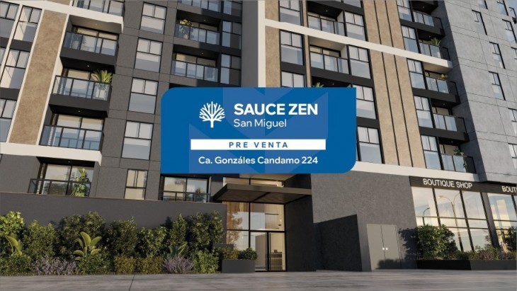 Fachada principal del proyecto Sauce Zen en San Miguel