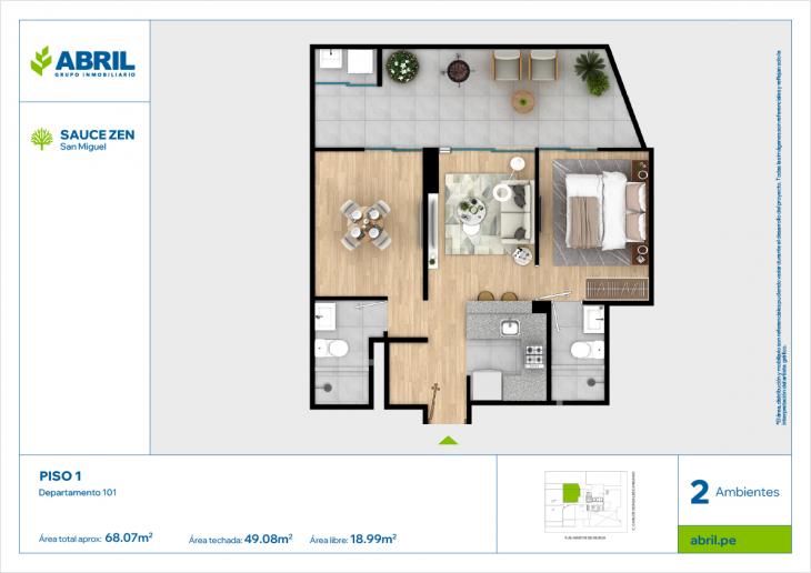Plano del modelo CGC - 101 del proyecto Sauce Zen en San Miguel