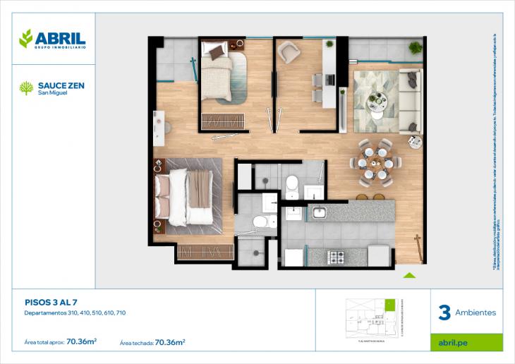 Plano del modelo CGC - 310 AL 710 del proyecto Sauce Zen en San Miguel