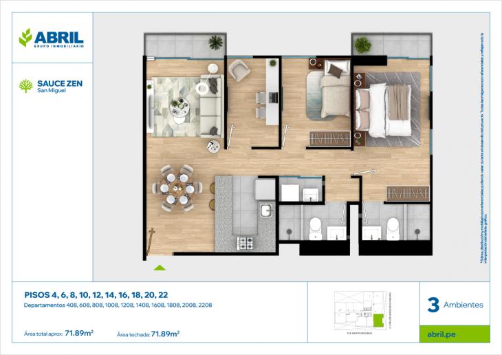 Plano del modelo CGC - X8 PAR del proyecto Sauce Zen en San Miguel