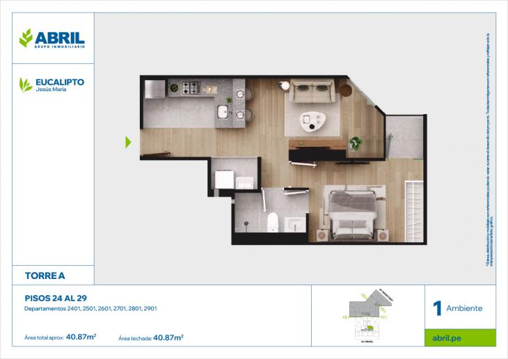 Plano del modelo EUC-TA-2401AL2901 del proyecto Eucalipto en Jesus Maria