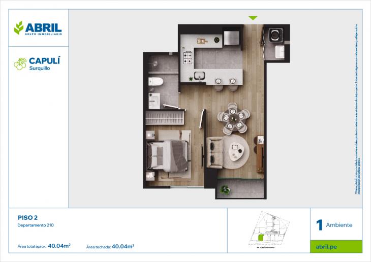 Plano del modelo CAP-210_V1 del proyecto Capulí en Surquillo