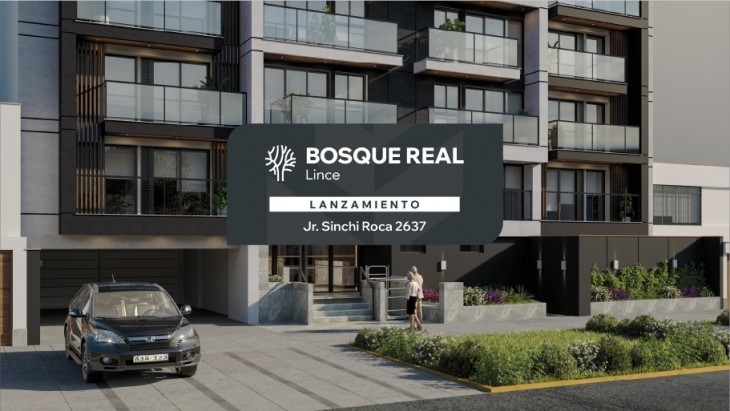 Fachada principal del proyecto Bosque Real en Lince