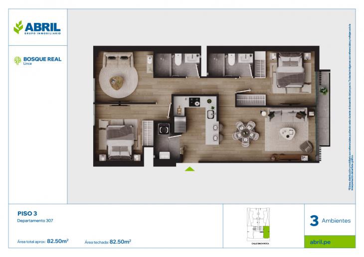 Plano del modelo DPTO-307 del proyecto Bosque Real en Lince