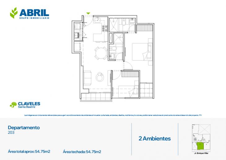 Plano del modelo CLV-203 del proyecto Claveles en Cercado De Lima