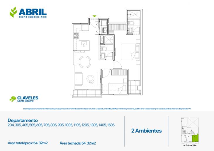 Plano del modelo CLV-204-305AL1505 del proyecto Claveles en Cercado De Lima