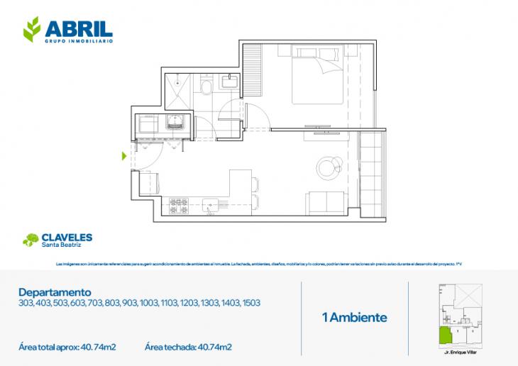 Plano del modelo CLV-303AL1503 del proyecto Claveles en Cercado De Lima