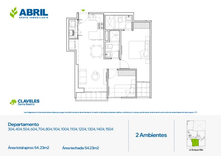 Plano del modelo CLV-304AL1504 del proyecto Claveles en Cercado De Lima