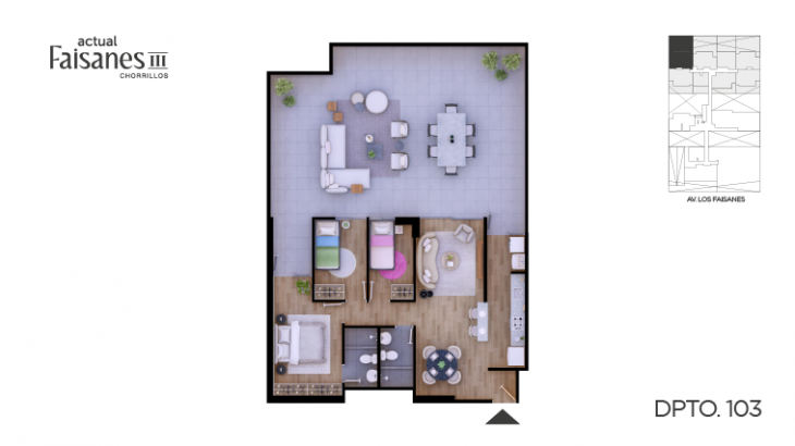 Plano del modelo A103 del proyecto Faisanes III en Chorrillos