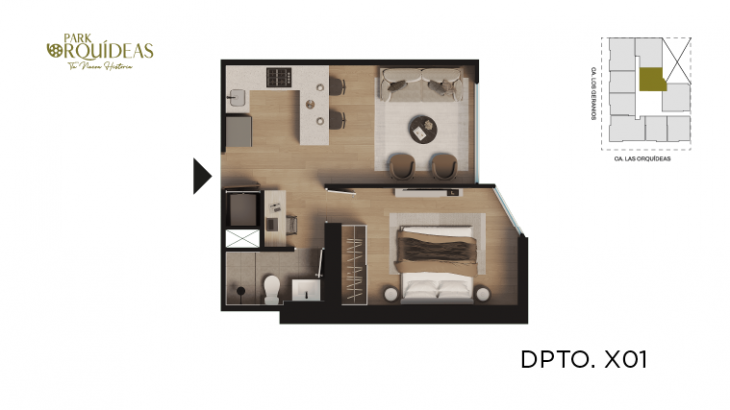 Plano del modelo A1 del proyecto Park Orquídeas en Lince