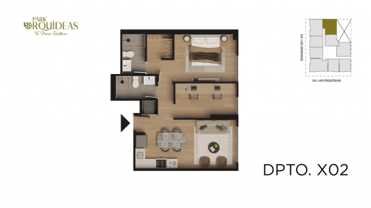 Plano del modelo A2 del proyecto Park Orquídeas en Lince