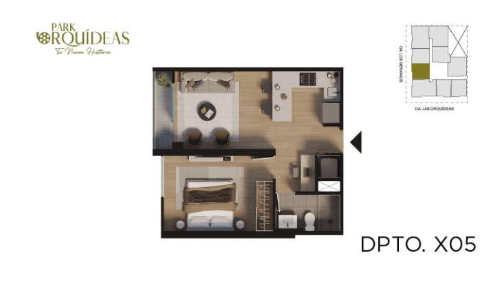Plano del modelo A5 del proyecto Park Orquídeas en Lince