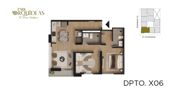 Plano del modelo A6 del proyecto Park Orquídeas en Lince