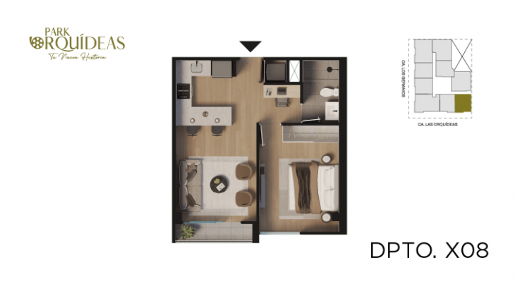 Plano del modelo A8 del proyecto Park Orquídeas en Lince