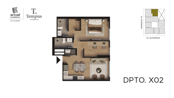 Plano del modelo A2 del proyecto Park Orquídeas en Lince