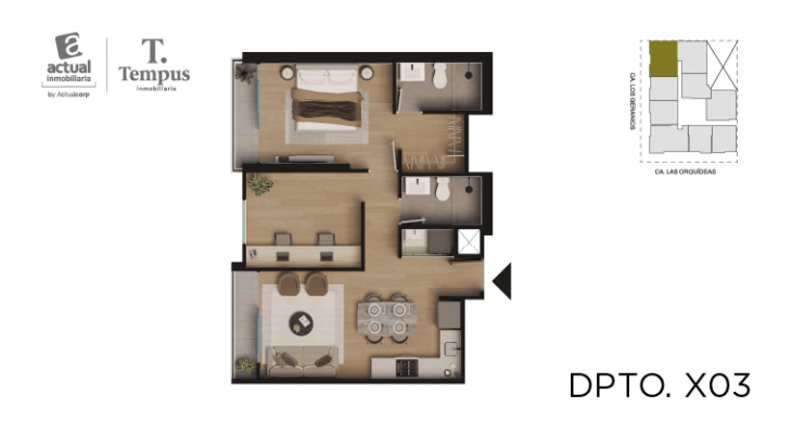 Plano del modelo A3 del proyecto Park Orquídeas en Lince