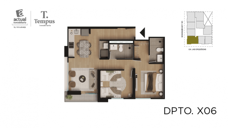 Plano del modelo A6 del proyecto Park Orquídeas en Lince