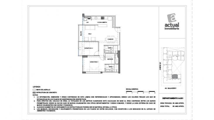 Plano del modelo A1 del proyecto Salaverry I en Magdalena Del Mar