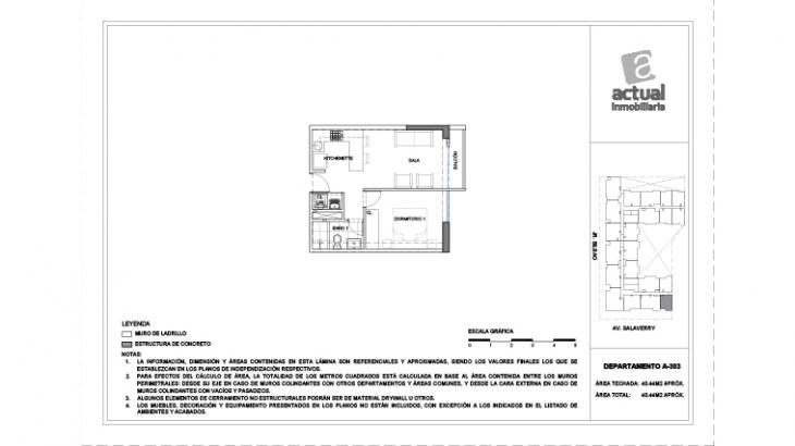 Plano del modelo A3 del proyecto Salaverry I en Magdalena Del Mar
