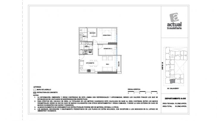 Plano del modelo A5 del proyecto Salaverry I en Magdalena Del Mar