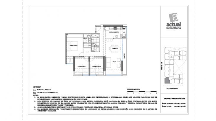 Plano del modelo A6 del proyecto Salaverry I en Magdalena Del Mar