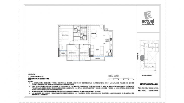 Plano del modelo A8 del proyecto Salaverry I en Magdalena Del Mar