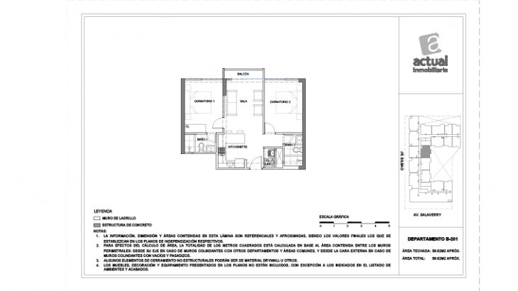 Plano del modelo B1 del proyecto Salaverry I en Magdalena Del Mar