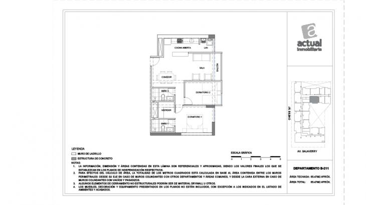 Plano del modelo B11 del proyecto Salaverry I en Magdalena Del Mar