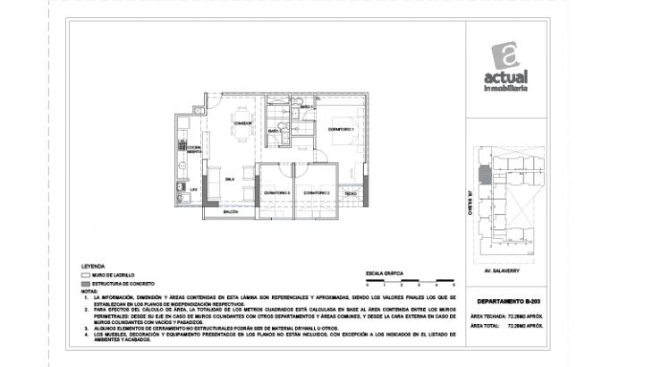 Plano del modelo B3 del proyecto Salaverry I en Magdalena Del Mar