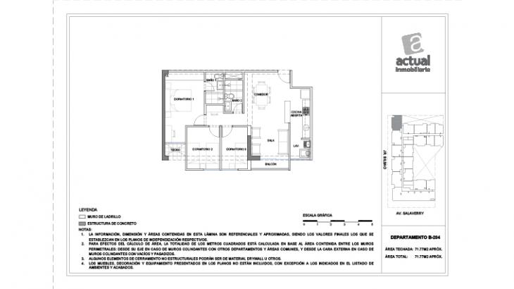 Plano del modelo B4 del proyecto Salaverry I en Magdalena Del Mar
