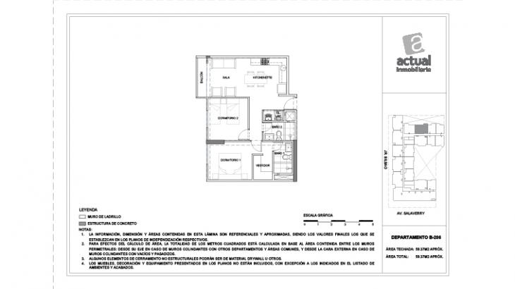 Plano del modelo B6 del proyecto Salaverry I en Magdalena Del Mar