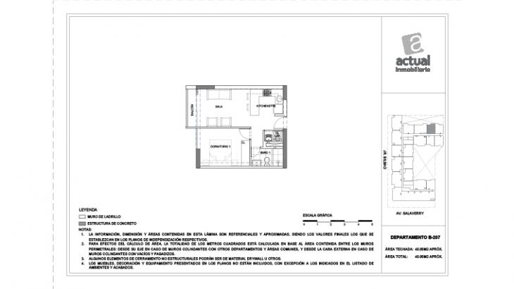 Plano del modelo B7 del proyecto Salaverry I en Magdalena Del Mar