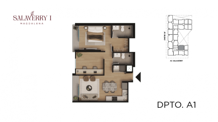 Plano del modelo A1 del proyecto Salaverry I en Magdalena Del Mar