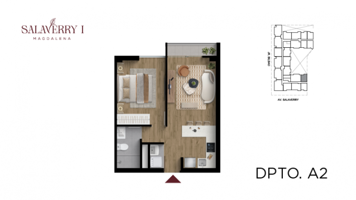 Plano del modelo A2 del proyecto Salaverry I en Magdalena Del Mar
