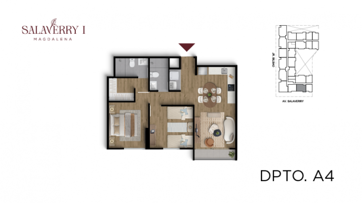 Plano del modelo A4 del proyecto Salaverry I en Magdalena Del Mar