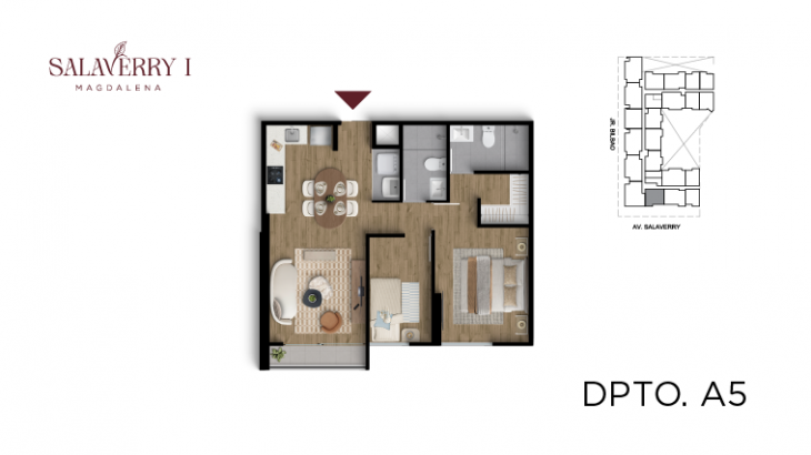 Plano del modelo A5 del proyecto Salaverry I en Magdalena Del Mar