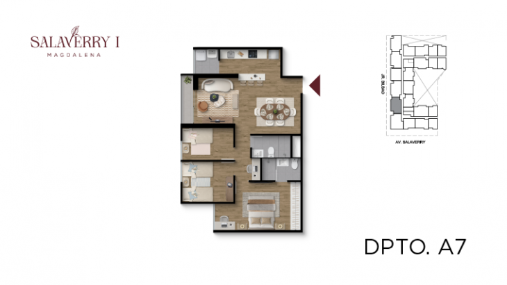 Plano del modelo A7 del proyecto Salaverry I en Magdalena Del Mar