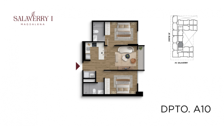 Plano del modelo A10 del proyecto Salaverry I en Magdalena Del Mar