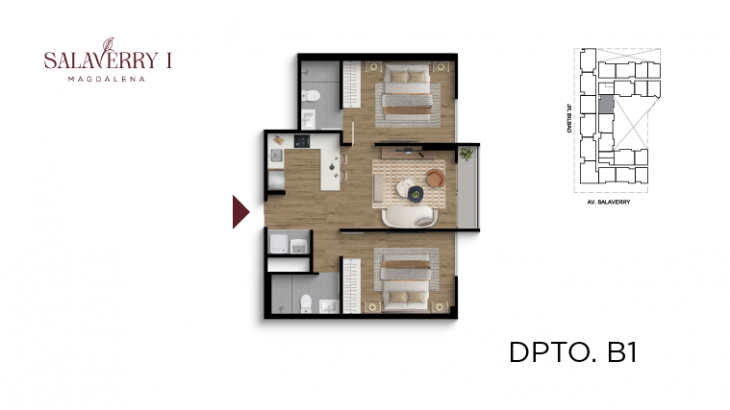 Plano del modelo B1 del proyecto Salaverry I en Magdalena Del Mar