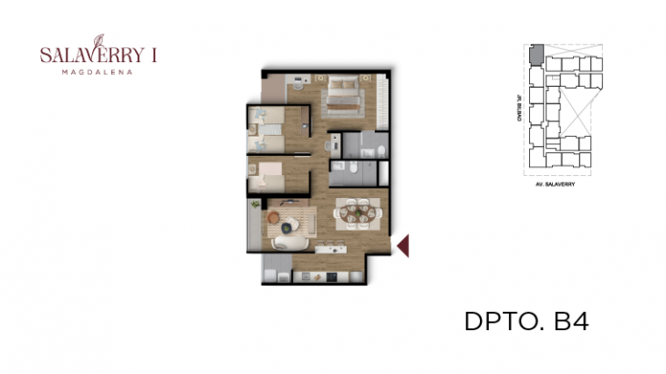 Plano del modelo B4 del proyecto Salaverry I en Magdalena Del Mar