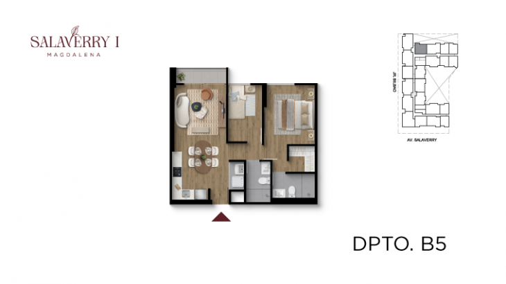 Plano del modelo B5 del proyecto Salaverry I en Magdalena Del Mar