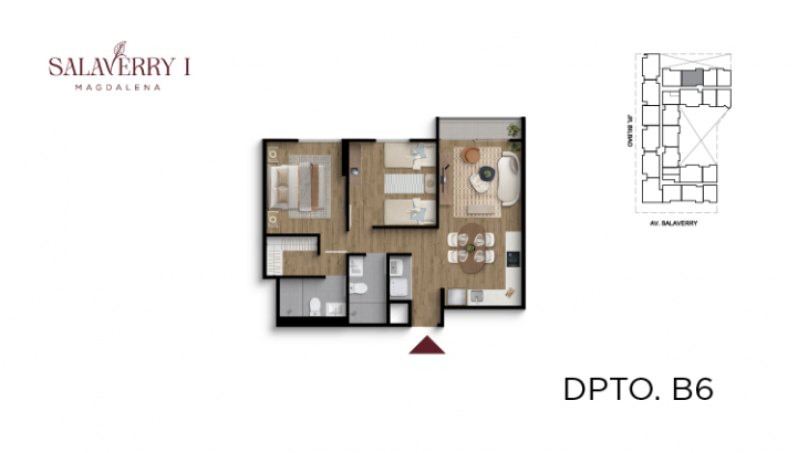 Plano del modelo B6 del proyecto Salaverry I en Magdalena Del Mar