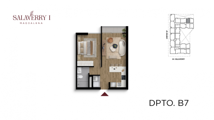 Plano del modelo B7 del proyecto Salaverry I en Magdalena Del Mar